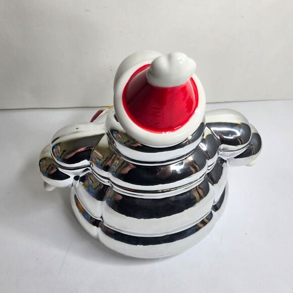 Snoopy Silver Puffer Jacket Cookie Jar Peanuts Holiday Shiny Coat Rare - NEW - Picture 6 of 9